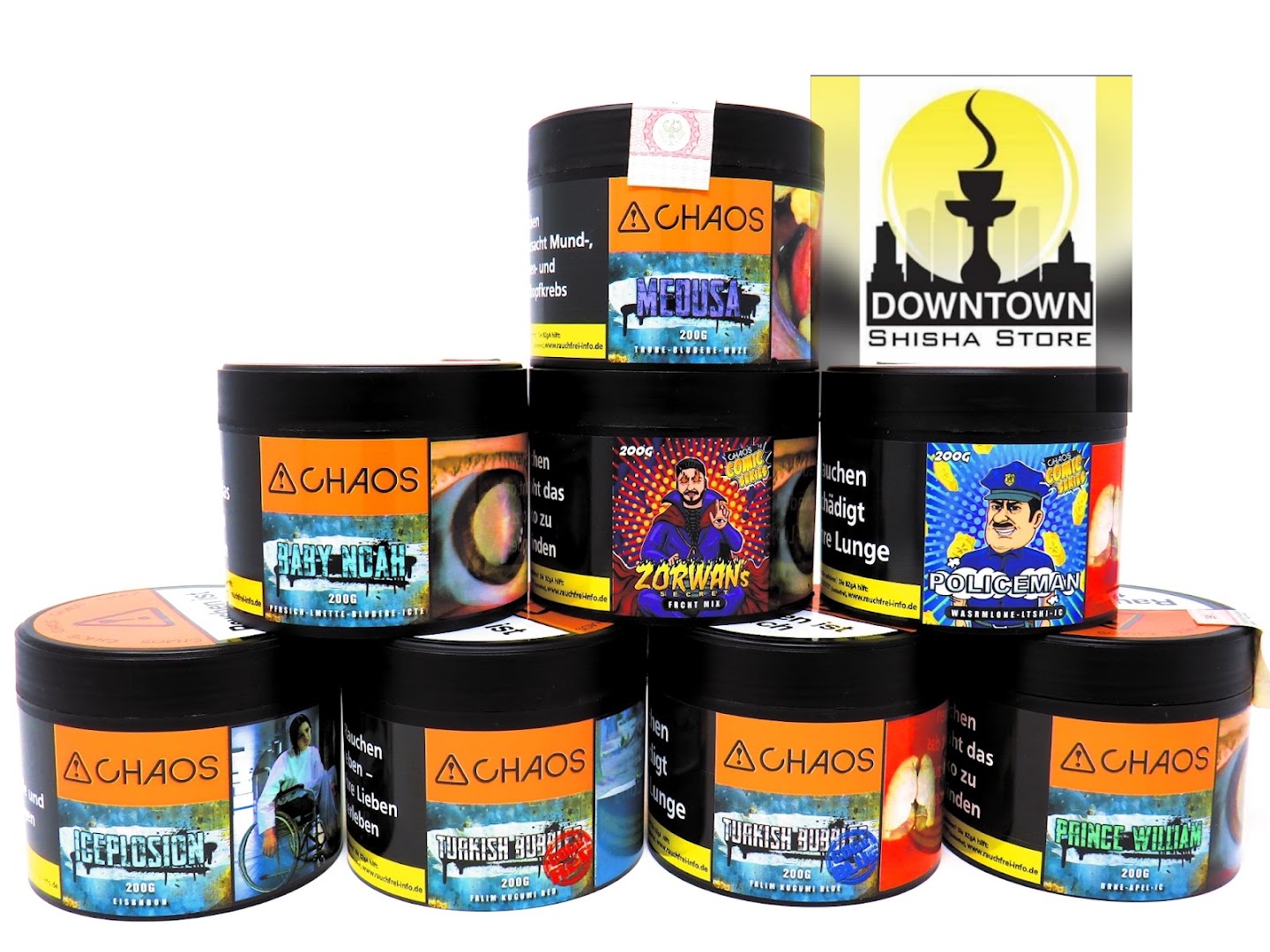 Tabaksortiment im DOWNTOWN SHISHA STORE